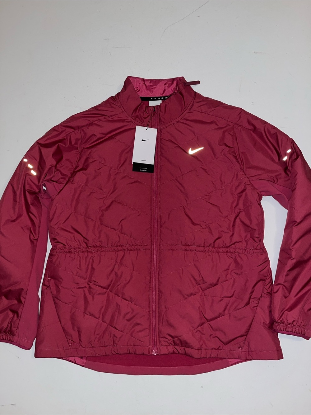 Nike Running Jacket Womens L Therma-Fit Fill Quilted full zip pockets Whistle